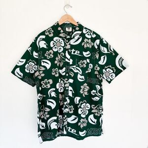 Wes and Willy Men’s MSU Short Sleeved Hawaiian Button Up Shirt